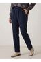 Waist Elastic Straight-Leg Trousers-Navy Blue - 2
