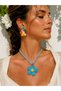 Flower Necklace & Flower Earrings Colorful Natural Wicker Woven Flower Model Earrings & Necklace Combination Set of 2 - 3