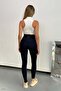Women's High Waist Brand Printed Lycra Tights Navy Blue - 306 - 4