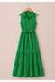 Women's Belted Buttoned Tricot Fabric Long Dress - 2