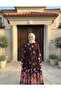 Women's Waist Tunneled Patterned Lined Dress - 2