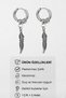 Unisex Silver Color Steel Hoop Earrings with Dangling Feather Figure