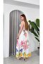 Women's Thin Straps Floral Linen Dress with Elastic Back and Pockets - 8