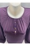 Dark Plum Mother-Of-The-Bride Cotton with Elasticated Sleeves and Half Buttons - 3