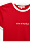 Cotton Ribbed Crew Neck Short Sleeve T-Shirt with Back Print - 7