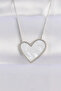 316L Steel Chain Silver Color Marble Patterned Heart Necklace