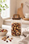 1100 ml Square Line Glass Jar with Wooden Lid and Handle Storage Container - 5