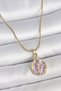 316L Steel Gold Color Chain Purple Enamel Flower Embroidered Portrait Model Women's Necklace
