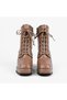 Women's Mink Lace-Up Platform Sole Thick Heeled Boots - 8