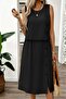 Women's Sleeveless Round Neck Buttoned Aerobin Blouse and Midi Skirt Two-Piece Set - 2