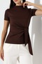 Women's Oysho Side Tie Detailed Short Sleeve Blouse - 6