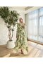 Patterned Dress with Belt Detail – Green