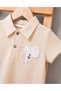 Baby Boy Summer Polo Collar Elephant Embroidered Striped Shorts Set - 3