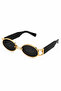 Oval Metal Frame Women's Sunglasses Uv Protection Black Frame - 5
