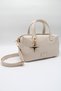 Women's Cream Multi-Compartment Crossbody Hand and Shoulder Bag with Useful Metal Accessories and Zipper