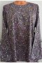 Er Clothing Paper Print Combed Cotton Blouse Long-Sleeve O-Neck 3 Buttons Multicolor - 2