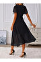 Women's Short Sleeve V-Neck Midi Lined Chiffon Dress - 2