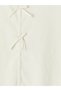 Ecru Crew Neck Girl's T-Shirt with Bow Detail - 4