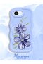 iPhone 17E Compatible Case Camera Protector Blue Silicone Couple Phone Case Floral Pattern - 2