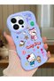 iPhone 13 Pro Max Compatible Case Camera Protector Blue Silicone Couple Phone Case Kitty Pattern