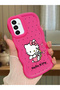 Samsung Galaxy M23 Compatible Case Camera Protector Red Silicone Couple Phone Case Kitty Pattern