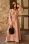 Self-Belted Linen Dress Powder - 4
