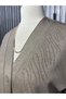 Steel Knit 5-Button Mother's Cardigan with Embroidery Detail in Beige - 4