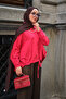 Women's Elastic Ankle Cuff Front Lace Detail Shirt Red - 2