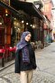 Allure Tulip Pattern Tencel Shawl - Navy Blue - 3
