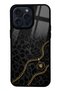 iPhone 15 Pro Max Black Panther Gold Design Glossy Phone Case