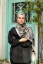 Petra Modern Brush Pattern Shawl - Gray - 3