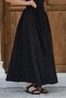 Black Women's Patterned Elastic Waist Maxi Skirt Comfortable Fit Long Skirt - 2