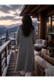 Women's Anthracite Premium Hair Knit Patterned Long Knitwear Cardigan - 3