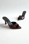 Brown Patent Leather Heeled Women's Slippers F210 - 2