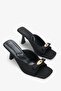 Monica Women's Heeled Slippers - Black Nubuck - 2