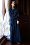 Belted Linen Dress Navy Blue - 7