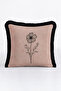 Elegant Floral Pattern Luxury Fringed Pillowcase - Minimal Floral Powder Black Tassel Throw Pillow Cover - 2