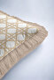 Geometric Beige Knitted Motif Fringed Pillowcase-Elegant Ethnic Boho Ecru Mink Tassel Throw Pillow Cover - 8