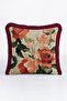 Flower Abstract Floral Fringed Pillowcase-Artistic Botanical Ecru Tile Maroon Tassel Throw Pillow Cover - 4
