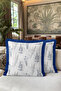 Blue Floral Botanical Elegant Fringed Pillowcase - Floral Garden Navy Blue Tassel Throw Pillow Cover - 4