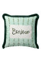 Botanical Vintage Bonjour Fringed Pillowcase - Romantic Spring Mint Green Tassel Throw Pillow Cover - 4