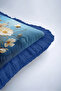 Floral Vase Pattern Fringed Pillowcase-Still Life Floral Blue Cream Navy Blue Tassel Throw Pillow Cover - 8