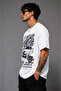 White Oversize Fit Cotton Los Angeles Speed Back Printed Relaxed Cut Unisex T-Shirt - 2
