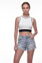 Logo Printed Crew Neck Ribbed Crop Tank Top - 3