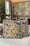 Abstract Floral Pastel Design Fringed Pillowcase - Artistic Yellow Cream Tassel Throw Pillow Cover - 5