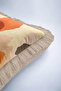 Floral Poppy Patterned Fringed Pillowcase-Natural Floral Orange Mink Tassel Throw Pillow Cover - 8