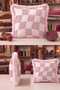Plaid Geometric Wavy Fringed Pillowcase - Retro Square Powder Cream Pink Tassel Throw Pillow Cover - 6