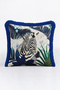 Exotic Safari Zebra Pattern Fringe Pillowcase - Bohemian Green Navy Blue Tassel Throw Pillow Cover - 5