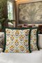 Floral Botanical Elegant Fringed Pillowcase-Vintage Floral Boho Green Navy Blue Tassel Throw Pillow Cover
