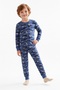 Boy's Printed Combed Cotton Pajama Set M00844 Blue - 2